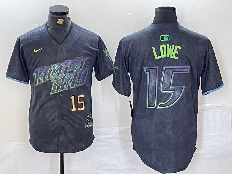 Men Tampa Bay Rays #15 Lowe Black City Edition Nike 2024 MLB Jersey style 2